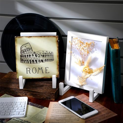 2 Pcs Large Plate Stands for Display Metal Frame Holder, White, 8 Inch - Image 3