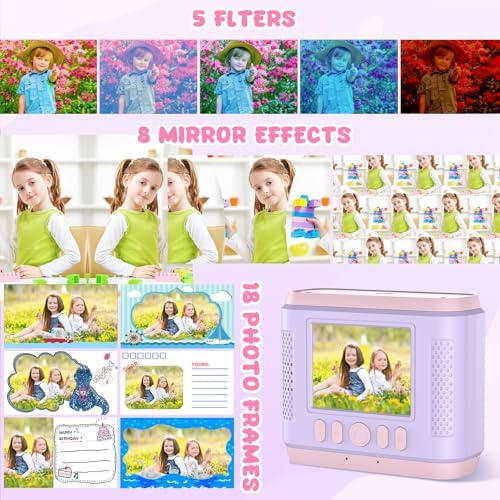Kids Instant Print Camera,Christmas Birthday Gifts for Girls and Boys,1080P HD Video Digital Kids Camera with Print Paper&32G Card,Toddler Toy for 3-14 Years Old (Pink) - Image 2