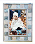Baby Picture Frame 3.5x5 Mother of Pearl 3 1/2 by 5 Silver Plate Photo Frame Mosaic Tableto Frame (Grey+ White,1pc) by GIFTME5