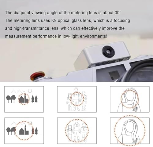Camera Light Meter, 30° High Precision Ambient Light Digital Exposure Meter with Canvas Storage Bag and 0.96-inch OLED Display, Ultra-Compact 26g, Rechargeable 20H Battery Life for Film Cameras - Image 3