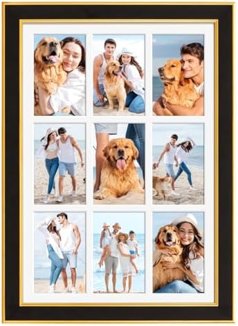 Suede 13.5x19.5 Picture Frame Display 9 Opening 4x6 Picture Frames Collage Wall Decor with Mat,Multi Photo Frame for Plexiglass,Wall Decor,1Pack,Black - Image 3