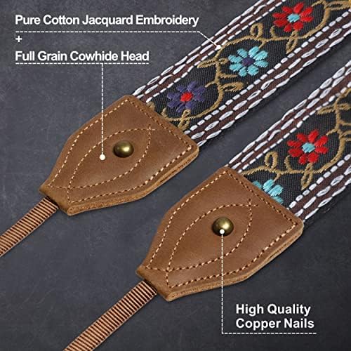 Padwa Lifestyle 2" Wide Classic Crazy Horse Art Cowhide Head Cotton Camera Straps for Photographers - Image 2