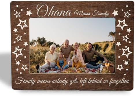 Family Picture Frame Gifts - Hawaiian Gifts - Ohana Means Family Wooden Photo Frame 4x6, Gift for Mom Dad Grandma Grandpa by Unknown