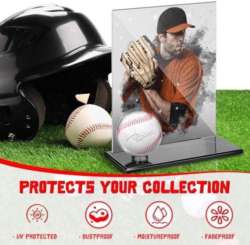 DoubleFill Acrylic Display Case Ball Cards,Black,Large,Baseball - Image 3