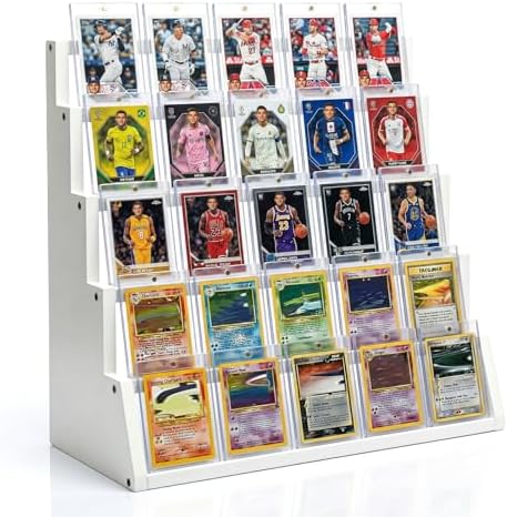 5 Tier Wooden Card Display Stand Holds 20-25 PSA BGS SGC Graded Sports Card by Unknown
