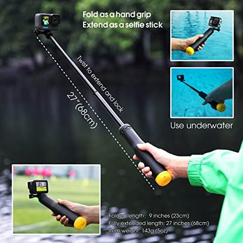 SOONSUN 4-in-1 Floating Tripod Selfie Stick for GoPro Hero 13 12 11 10 9 8 - Image 5