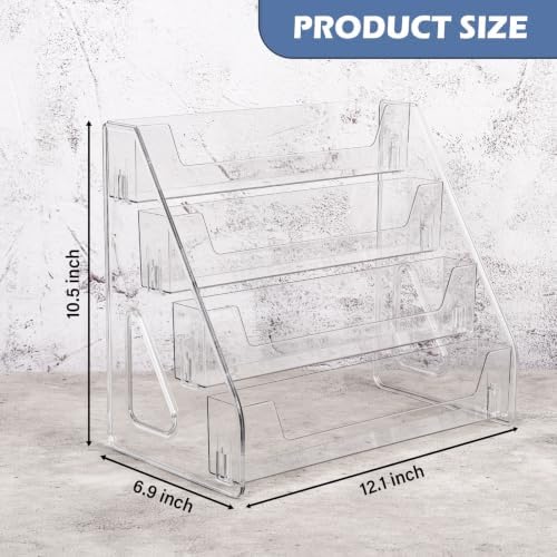 CELSOL 2 Pack Upgraded 4 Tier Acrylic Card Display Stand, Clear Display for Greeting Cards, Sports Cards, Postcards, Stickers & Brochures, Easy Snap-On, Increased Height & Thickness for Better Presentation (4 Tier 2 Pack) - Image 3