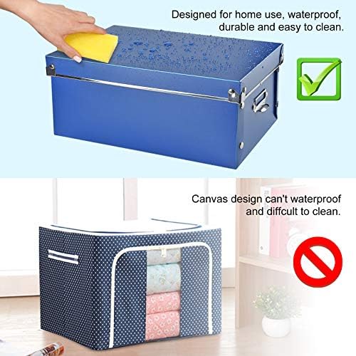 SEEKIND photo boxes storage, storage boxes with lids and Handles, 3 in 1 Set, Multiple Size(Small/Medium/Large) Plastic Box for Photos, Document, Cosmetic, Socks, Snacks, Etc(Blue) - Image 5