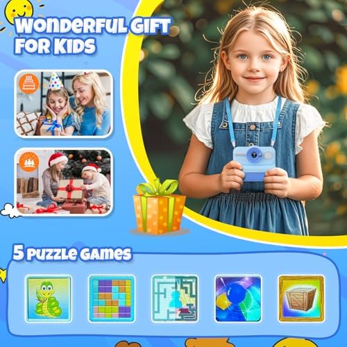 HiMont Kids Camera Instant Print, 1080P HD Instant Print Camera for Kids with 3 Rolls Print Paper & 32GB Card, Selfie Digital Camera for Kid, Ideal Kid Toys Gifts for Boys & Girls Age 3-14 (Blue) - Image 6