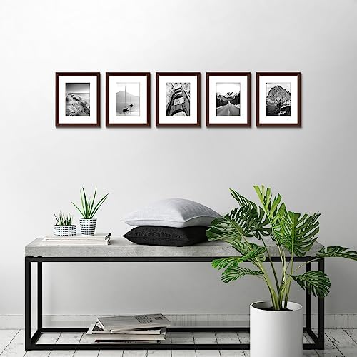 Americanflat 8x10 Picture Frame 5-Pack - Matted to 5x7 - Mahogany - Image 5