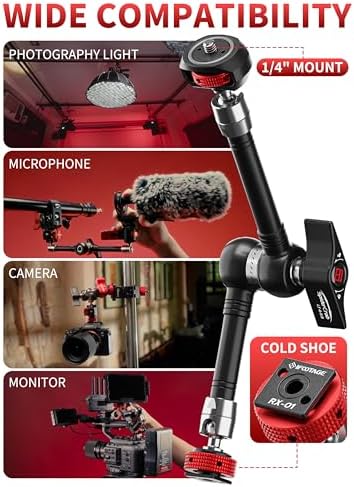 IFOOTAGE Magic Arm Clamp Adjustable Friction Power Articulating Magic Arm with 1/4" Thread Screw and Cold Shoe Mount for DSLR Camera Rig/Monitor/LED Lights (9.5Inc) - Image 5