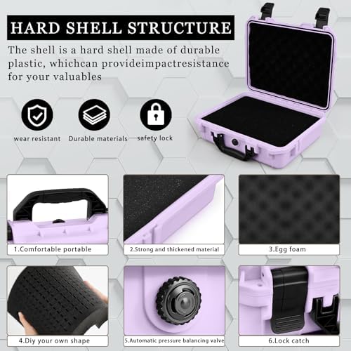 Relaxweex 8.5 x 6.5 x 3.7 Inch Hard Case, Grid Shell, Purple - Image 3