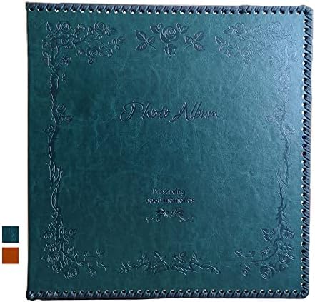 Photo Album Self Adhesive Pages, Large Self-Stick Page Picture Album Leather Vintage Inspired Cover, Hand Made DIY Albums Holds 3X5, 4X6, 5X7, 6X8, 8X10 Photos (11.6"x10.8" 40pgs, DarkGreen) by Totocan