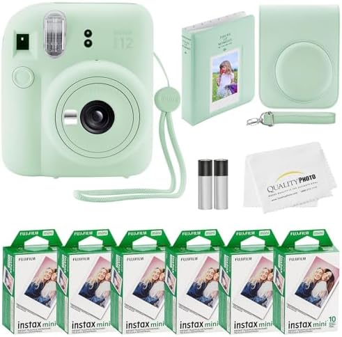 Fujifilm Instax Mini 12 Instant Camera + 60 Photo Prints + Quality Photo Value Bundle, Case, Decoration Stickers, Frames, Photo Album, (Mint Green) by FUJIFILM