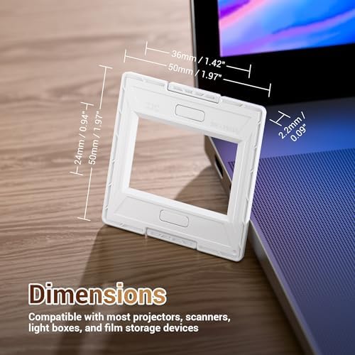 JJC 35mm Slide Mount, 50-Pack Glassless Slide Holder, 5x5cm Frame, ABS - Image 3