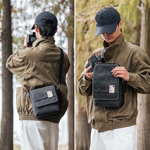 Besnfoto Mirrorless Camera Shoulder Bag Small Messenger Case Waist Bag Compatible for Canon (BlackH, Small) - Image 6