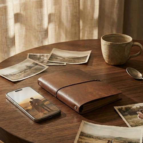 Vienrose Faux Leather Scrapbook Photo Album with 100 Pages Kraft Paper for 4x6 5x7 6x8 Photos, Vintage binder 3 ring DIY Memory Book for Valentines Anniversary Christmas Birthday Travel Brown - Image 6