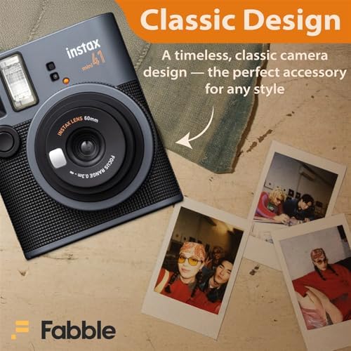 Fujifilm Instax Mini 41 Instant Film Camera Bundle with Groovy Case for Fuji Instax Mini 41, Twin Pack Film (40 Sheets) and Cleaning Cloth – Black (5 Items) - Image 6