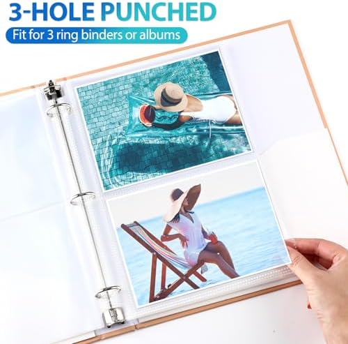 Feifeiya Feifeiya 150 Pack 5 x 7 Photo Sleeves for 3 Ring Binder(for 600 Pictures) archival Photo Page Protectors Holds Clear Plastic Refill Pages Plastic Album Refill Pages - Image 4