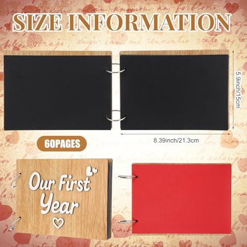Cinnvoice Our First Year Scrapbook, 1-Year Down Photo Album for Couples Handmade DIY Memory Notebook Family Photo Album for Couples Husband Wife Memory Book(Our First Year-white) - Image 2
