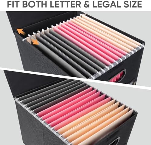 BALEINE File Organizer Box with Lid, Collapsible Hanging File Storage Box - Image 3