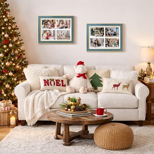 Suede 11x15 Picture Frame Display 4 Opening 5x7 Picture Frames Collage Wall Decor with Mat,Multi Photo Frame for Plexiglass,Wall Decor,1Pack,Blue - Image 7
