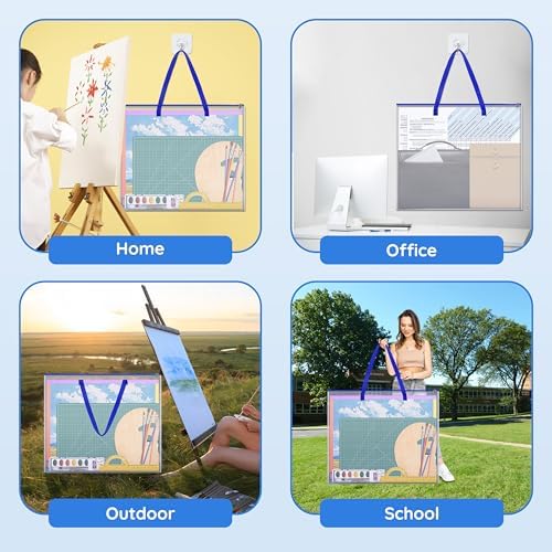 ZKOO Poster Storage Bag, 26" x 20" Art Portfolio Bag, Bulletin Board Holder Art Portfolio Container for Artwork, Artwork Storage Case for Poster, Bulletin Board, Scrapbook, Teaching Materials (Blue) - Image 5