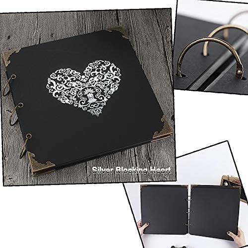 Photo Album DIY Scrapbook, 10x10 inch 50 Pages Double Sided, Vintage Hardcover Three-Ring Binder Picture Booth Albums with 6 Colors 408pcs Self Adhesive Photos Corners for Memory Keep (Black) - Image 2