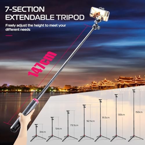 ULANZI MT-44 Auto Open Phone Tripod, 59" Extendable Selfie Stick Vlog Stand - Image 4
