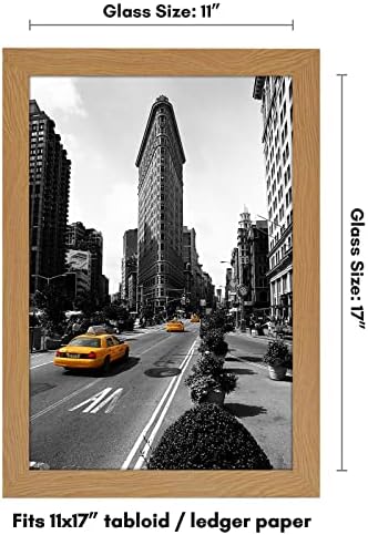 Americanflat 11x17 Picture Frame with Shatter-Resistant Glass - Signature Collection - Gallery-Style Frames Made of Engineered Wood - Photo Frame for Wall Display - Dark Oak - Image 2