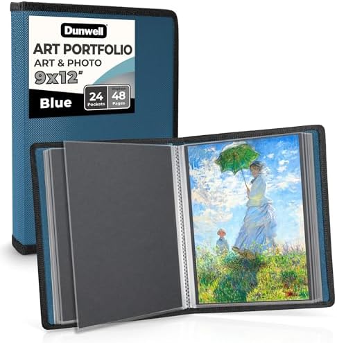 Dunwell Art Portfolio 9x12, 24 Pockets, Displays 48 Pages, Blue by Dunwell
