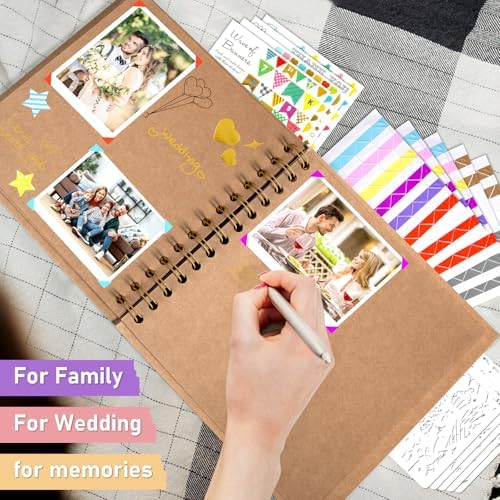 GOTIDEAL 8 x 8 Inch Scrapbook Album with Metallic Markers, Yellow, 40 Pages - Image 5
