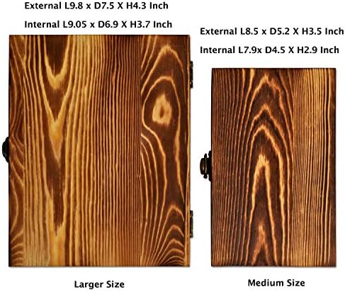 Wood Boxes Wooden Storage Box Treasure Chest Memory Hobby Preservation Rustic Decorative Archival Organizer with Latch Lock for Jewelry Keepsake Gadget Trinkets Letter Cash Tea Photo 2 Pack - Image 3
