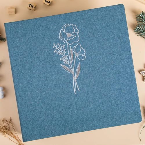 Lanpn Scrapbook Photo Album 12x12 2 Packs, Linen Cover Archival Acid Free Top Load 3 Ring Binder Folder Photo Book 12 x 12 with 30 Plastic Sleeves 60 Pages Blue - Image 6