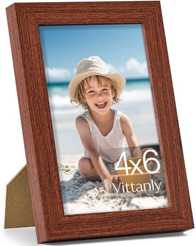 Vittanly 4x6 Picture Frame Made of Solid Wood for Wall or Tabletop, Brown by Vittanly