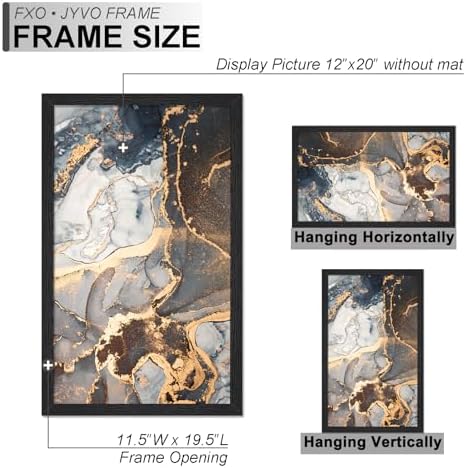 Fxojyvo 12x20 Picture Frame Set of 3 Black Engineered Wood Wall Hanging - Image 4