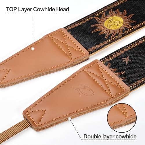 Padwa Lifestyle Sun God Camera Strap - 2" Full Grain Leather Ends, Vintage Sun Face Camera Straps for Photographers, Soft Chamois Velvet Padded Strap Quick Release fits All Cameras - Image 2