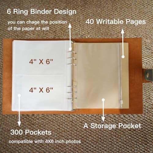 Photo Album 4x6 300 Pockets, Genuine Leather Photo Albums 300 Photos with Writing Space 40 Writing Paper, Family Wedding Travel Kids Graduation Ultrasound Baby Picture Album Scrapbook, Gifts, Green - Image 4