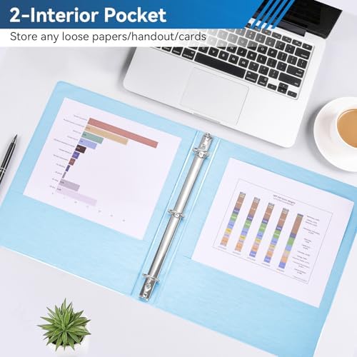 SUIN 1-inch 3 Ring Binder with 2 Interior Pockets, 1''Durable Binders Holds US Letter Size 8.5'' x 11'' Paper - Versatile Binders for Office, Home, and School Use, 6 Pack Brush Finish - Image 5