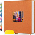 Popotop Photo Album Self Adhesive with Picture Display Window,40 Pages DIY Scrapbooking Supplies Kit for 4x6 8x10 Picture,Linen Cover Memory Book for Baby Wedding, with Scraper and Metallic Pen by Popotop