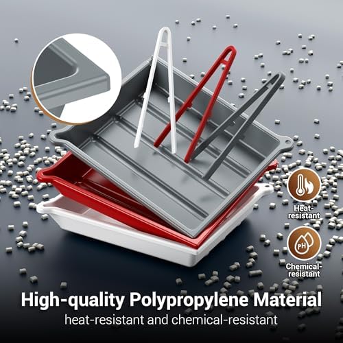 JJC 10x12 Darkroom Photo Developing Tray, Set of 3 w Tong (Gray/White/Red) - Image 5