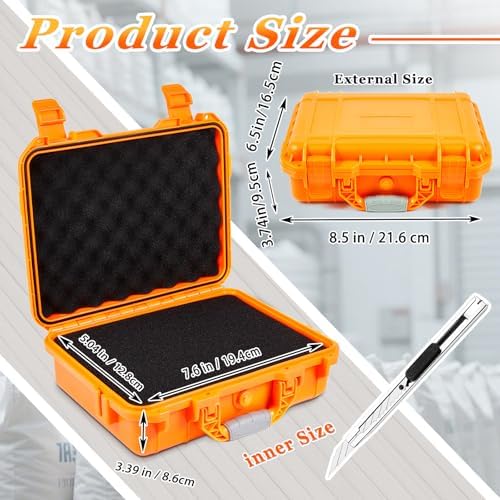 Relaxweex 8.5 x 6.5 x 3.7 Inch Hard Case, Grid Shell, Orange - Image 2