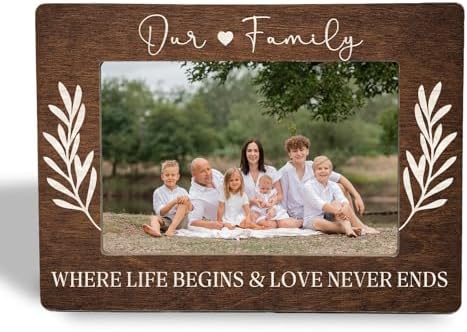 Family Gifts Picture Frame - Our Family Gifts Wooden Photo Frame 4x6, Homecoming Gift for Desk Decor by Unknown