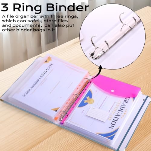 XKDOUS Important Document Organizer 3 Ring Linen Binders Folio File Folders - Image 6