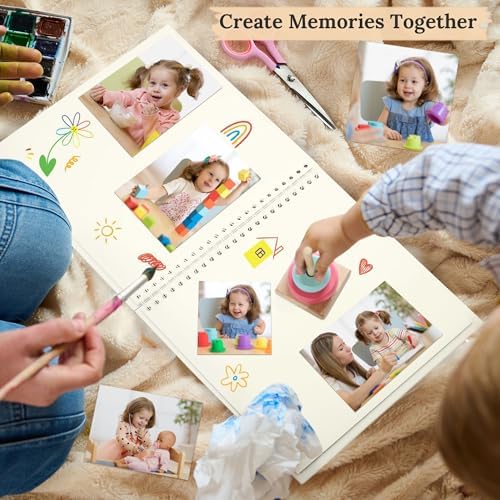 Scrapbook Photo Album 8"x8" 20 Sheets 40 Pages Hardcover Kraft Paper Cream - Image 6