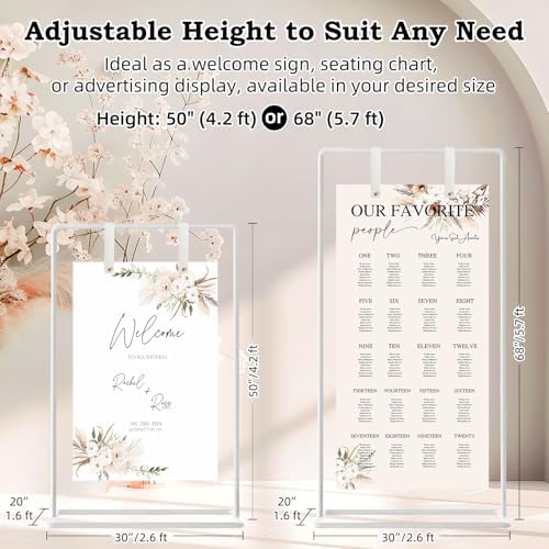 Wedding Sign Holder, Adjustable Welcome to Our Wedding Sign Stand W/Design Bundle & Leather Sign Hanging Straps, Heavy Duty Easel Stand for Sign, Wedding Seating Chart Stand, Easel for Display (White) - Image 2