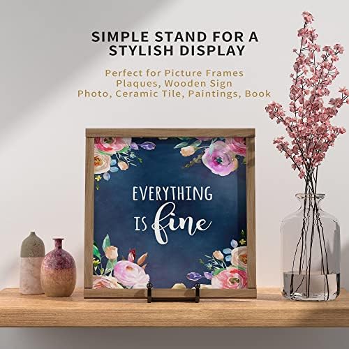 IPAME 4 Pack Plate Stands for Display - 6 Inch Metal Square Wire Plate Holder Display Stand + Picture Frame Stand Holder Easel for Book, Decorative Plate, Plaque, Photo, Platter (Black) - Image 5