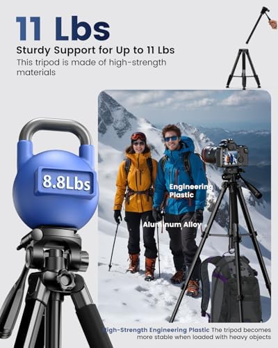 CAMBOFOTO 73" Camera Tripod and Monopod, Aluminum Tripod Stand/Black - Image 2