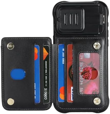 Cavor for iPhone 15 Pro Max Wallet Case with Card Holder, Black - Image 6