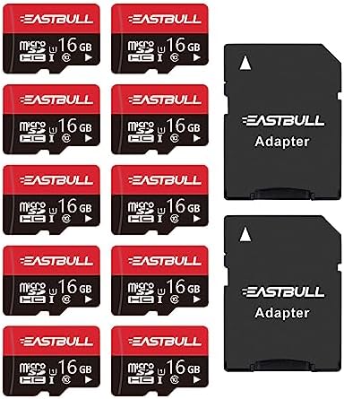 EASTBULL 16GB 10-Pack of Micro SD Card Class 10 UHS-I U1 SDHC SD Cards Pack by EASTBULL